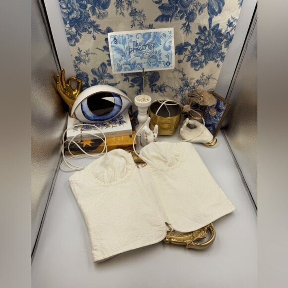 🆕 CULT GAIA 🧿 NWOT Off-White Habana Strappy Corset Zip Top, Sz US 10 - Picture 2 of 16